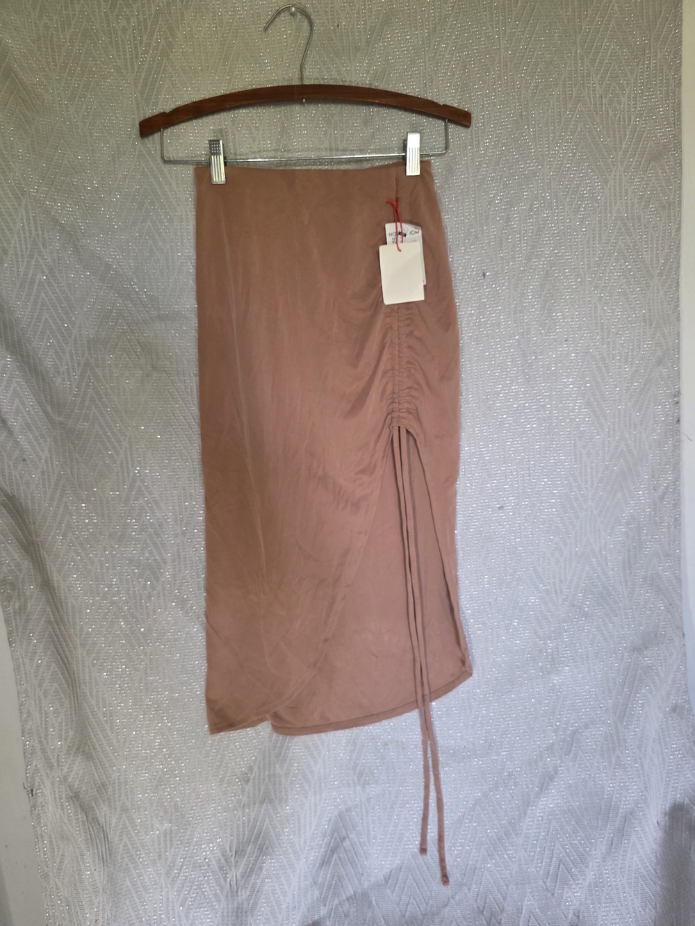 Ruched Side Midi Skirt in Dusty Rose